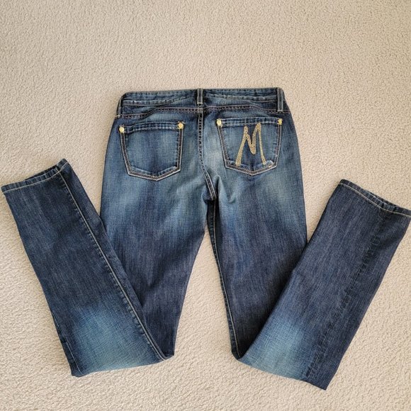 Vintage Marciano Ultra Luxe Boot Cut Dark Wash Low Rise Jeans Gold Hardware USA - Picture 2 of 9